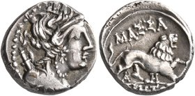 GAUL. Massalia. Circa 200-150 BC. Drachm (Silver, 15 mm, 3.00 g, 7 h). Laureate head of Artemis to right, wearing pendant earring and pearl necklace, ...
