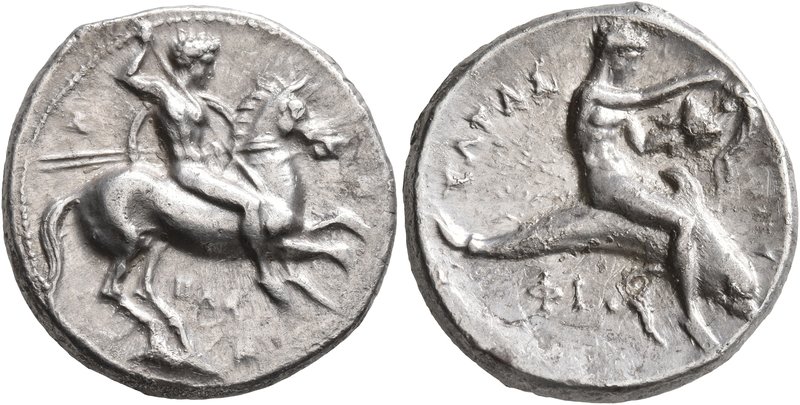 CALABRIA. Tarentum. Circa 333-331/0 BC. Didrachm or Nomos (Silver, 22 mm, 8.05 g...