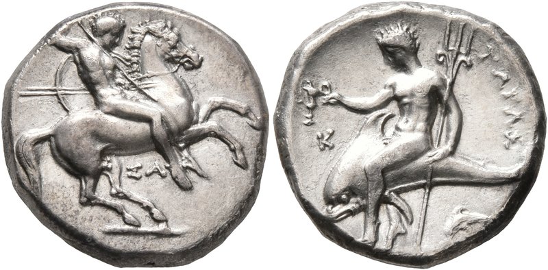 CALABRIA. Tarentum. Circa 315-302 BC. Didrachm or Nomos (Silver, 21 mm, 7.89 g, ...