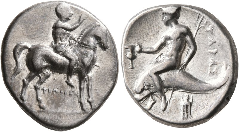 CALABRIA. Tarentum. Circa 272-240 BC. Didrachm or Nomos (Silver, 21 mm, 6.60 g, ...
