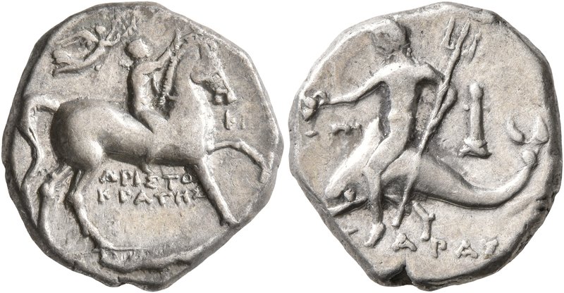 CALABRIA. Tarentum. Circa 272-240 BC. Didrachm or Nomos (Silver, 19 mm, 6.48 g, ...