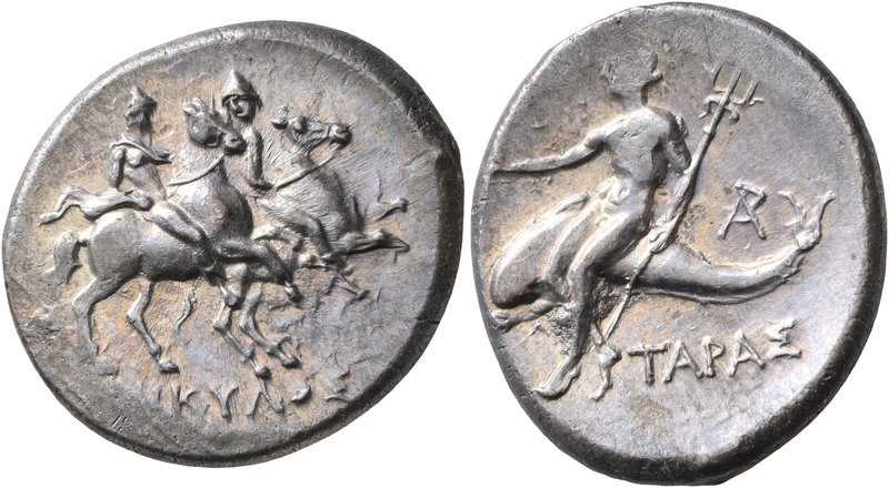 CALABRIA. Tarentum. Circa 272-240 BC. Didrachm or Nomos (Silver, 23 mm, 6.43 g, ...