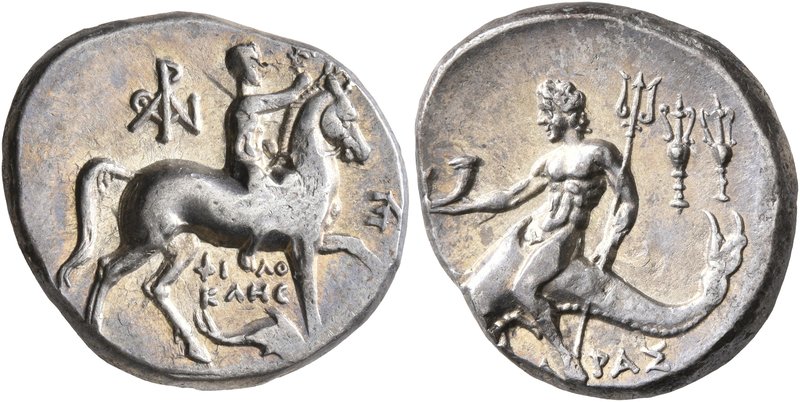 CALABRIA. Tarentum. Circa 240-228 BC. Didrachm or Nomos (Silver, 20 mm, 6.52 g, ...