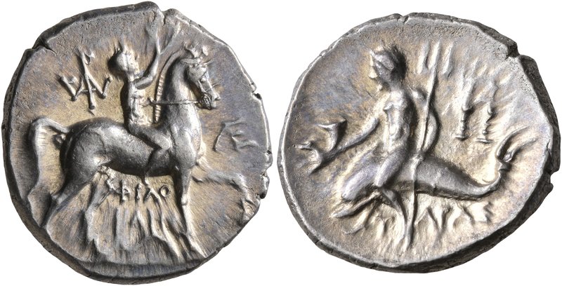 CALABRIA. Tarentum. Circa 240-228 BC. Didrachm or Nomos (Silver, 21 mm, 6.51 g, ...