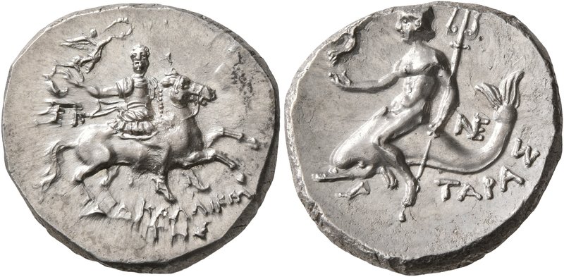 CALABRIA. Tarentum. Circa 240-228 BC. Didrachm or Nomos (Silver, 21 mm, 6.44 g, ...