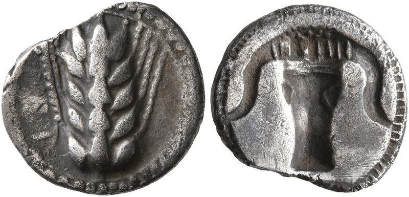 LUCANIA. Metapontion. Circa 470-440 BC. Diobol (Silver, 11 mm, 0.89 g, 6 h). MET...