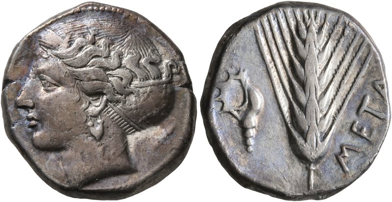 LUCANIA. Metapontion. Circa 400-340 BC. Didrachm or Nomos (Silver, 19 mm, 7.62 g...