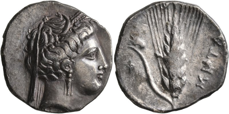 LUCANIA. Metapontion. Circa 340-330 BC. Didrachm or Nomos (Silver, 22 mm, 7.75 g...