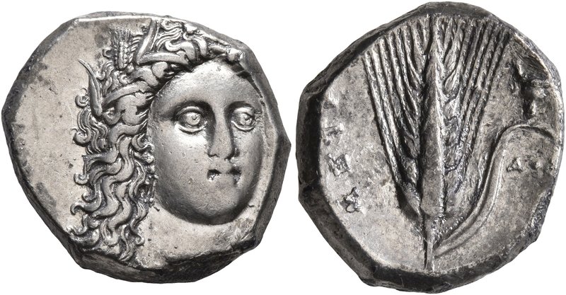 LUCANIA. Metapontion. Circa 330-290 BC. Didrachm or Nomos (Silver, 20 mm, 7.80 g...