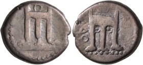 BRUTTIUM. Kroton. Circa 430-420 BC. Didrachm or Nomos (Silver, 19 mm, 7.84 g, 12 h). Tripod with three handles, ornamental volutes in the form of pell...