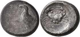 SICILY. Akragas. Circa 485-480/78 BC. Didrachm (Silver, 19 mm, 8.60 g, 5 h). [AKRA] Sea eagle standing left with closed wings. Rev. Crab within shallo...