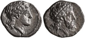 SICILY. Herbessos. 344-339/8 BC. Litra (Silver, 11 mm, 0.91 g, 6 h). Laureate head of Sikelia to right. Rev. EPBHΣΣOΣ Bearded head of the river-god He...