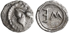 SICILY. Messana. 480-462 BC. Hexas - Dionkion (Silver, 6 mm, 0.12 g, 12 h). Head of a hare to right. Rev. ME. HGC 2, 825. SNG ANS 325. Very rare. Die ...