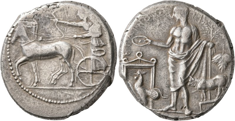 SICILY. Selinos. Circa 455-409 BC. Tetradrachm (Silver, 27 mm, 17.52 g, 12 h). A...