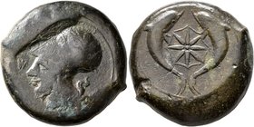 SICILY. Syracuse. Dionysios I, 405-367 BC. Drachm (Bronze, 29 mm, 32.00 g, 1 h). ΣYPA Head of Athena to left, wearing laureate Corinthian helmet. Rev....