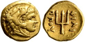KINGS OF MACEDON. Philip II, 359-336 BC. 1/8 Stater (Gold, 9 mm, 1.05 g, 11 h), Pella, struck under Philip II or Alexander III, circa 340-328. Head of...
