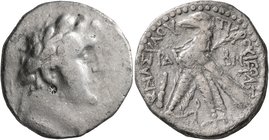 PHOENICIA. Tyre. 126/5 BC-AD 65/6. Shekel (Silver, 26 mm, 13.76 g, 12 h), CY 104 = 23/2 BC. Laureate head of Melkart to right, lion skin tied around n...