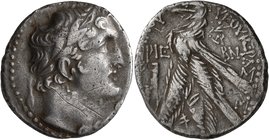 PHOENICIA. Tyre. 126/5 BC-AD 65/6. Shekel (Silver, 28 mm, 13.68 g, 12 h), CY 115 = 12/1 BC. Laureate head of Melkart to right, lion skin tied around n...