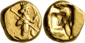 PERSIA, Achaemenid Empire. Time of Darios I to Xerxes II, circa 485-420 BC. Daric (Gold, 14 mm, 8.31 g), Sardes. Persian king or hero in kneeling/runn...