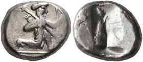 PERSIA, Achaemenid Empire. Time of Darios I to Xerxes II, circa 485-420 BC. Siglos (Silver, 16 mm, 5.58 g), Sardes or subsidiary mint. Persian king or...