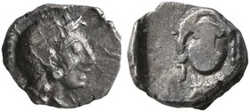 SAMARIA. Circa 375-333 BC. Hemiobol (Silver, 6 mm, 0.22 g, 11 h). Head of Athena to right, wearing crested Attic helmet. Rev. Female facing head withi...