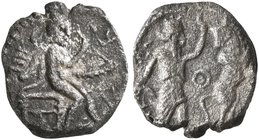 SAMARIA. 'Middle Levantine' Series. Circa 375-333 BC. Obol (Silver, 9 mm, 0.25 g, 7 h), Bagabatas. Persian satrap seated to right, holding arrow in bo...