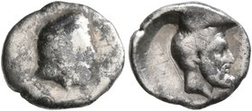 SAMARIA. 'Middle Levantine' Series. Circa 375-333 BC. Obol (Silver, 10 mm, 0.66 g, 7 h). Bearded male head to right, wearing satrapal headdress. Rev. ...