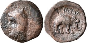 KINGS OF PARTHIA. Phriapatios, 185-170 BC. AE (Bronze, 14 mm, 1.56 g, 11 h), Hekatompylos. Head of Phriapatios to left, wearing bashlyk. Rev. APΣAKOY ...