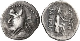 KINGS OF PARTHIA. Phriapatios to Mithradates I, circa 185-132 BC. Obol (Silver, 11 mm, 0.67 g, 12 h), Hekatompylos. Draped bust to left, wearing bashl...
