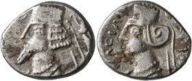 KINGS OF PARTHIA. Phraatakes, with Musa, circa 2 BC-AD 4. Drachm (Silver, 19 mm, 3.68 g, 12 h), Susa, circa 1-4. Diademed and draped bust of Phraatake...