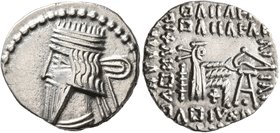 KINGS OF PARTHIA. Artabanos IV, circa 80-90. Drachm (Silver, 20 mm, 3.53 g, 12 h), Ekbatana. Diademed and draped bust of Artabanos IV to left. Rev. Ar...