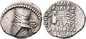 KINGS OF PARTHIA. Artabanos IV, circa 80-90. Drachm (Silver, 19 mm, 3.62 g, 1 h), Ekbatana. Diademed and draped bust of Artabanos IV to left. Rev. Arc...