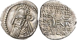 KINGS OF PARTHIA. Vologases IV, circa 147-191. Drachm (Silver, 20 mm, 3.60 g, 12 h), Ekbatana. Diademed and draped bust of Vologases IV to left. Rev. ...