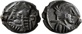 KINGS OF PARTHIA. Vologases IV, circa 147-191. AE (Bronze, 15 mm, 2.42 g, 12 h), Seleukeia on the Tigris. Diademed bust of Vologases IV to left, weari...