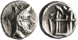 KINGS OF PERSIS. Uncertain king, 2nd century BC. Obol (Silver, 8 mm, 0.62 g, 2 h), Istakhr (Persepolis). Male head to right, wearing diadem and kyrbas...