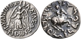 BAKTRIA, Greco-Baktrian Kingdom. Antimachos II, circa 174-165 BC. Drachm (Silver, 17 mm, 2.44 g, 1 h), Indian standard, uncertain mint in Paropamisada...