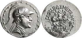 BAKTRIA, Greco-Baktrian Kingdom. Eukratides I, circa 170-145 BC. Tetradrachm (Silver, 35 mm, 16.80 g, 12 h). Diademed and draped bust of Eukratides to...