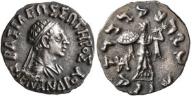BAKTRIA, Indo-Greek Kingdom. Menander I, circa 165/55-130 BC. Drachm (Silver, 17 mm, 2.49 g, 12 h), Indian standard, uncertain mint in Paropamisadai o...