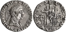BAKTRIA, Indo-Greek Kingdom. Hermaios, circa 105-90 BC. Tetradrachm (Silver, 26 mm, 8.40 g, 1 h), Indian standard. Posthumous issue struck by Indo-Sky...