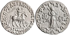 INDO-SKYTHIANS. Azes, circa 58-12 BC. Tetradrachm (Silver, 25 mm, 9.61 g, 6 h), Indian standard, uncertain mint in western Gandhara. BAΣIΛEΩΣ BAΣIΛEΩN...
