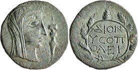 MOESIA INFERIOR. Dionysopolis. Pseudo-autonomous issue. Assarion (Bronze, 22 mm, 5.35 g, 11 h), 1st to 2nd centuries AD. Veiled head of Demeter to rig...