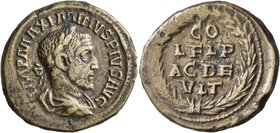 THRACE. Deultum. Maximinus I, 235-238. 'As' (Orichalcum, 25 mm, 8.73 g, 7 h). IMP MAXIMINVS PIVS AVG Laureate, draped and cuirassed bust of Maximinus ...