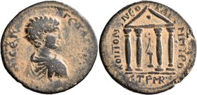 PONTUS. Neocaesarea. Geta, as Caesar, 198-209. Tetrassarion (Bronze, 31 mm, 13.00 g, 12 h), CY 146 = 209/10. Π CЄΠ ΓЄTAC KAIC Bare-headed, draped and ...