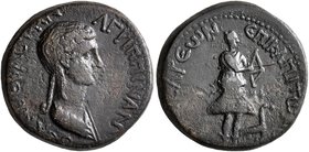 LYDIA. Hierocaesaraea. Agrippina Junior, Augusta, 50-59. Assarion (Orichalcum, 18 mm, 5.05 g, 7 h). AΓPIΠΠINAN ΘЄAN CЄBACTHN Draped bust of Agrippina ...