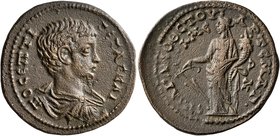PHRYGIA. Apameia. Geta, as Caesar, 198-209. Diassarion (Bronze, 26 mm, 8.74 g, 7 h), Artemas, agonothetes. ΠO CЄΠTI ΓЄTAC KAI Bare-headed, draped and ...