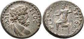 PHRYGIA. Flavia-Grimenothyrae. Pseudo-autonomous issue. Assarion (Bronze, 20 mm, 4.72 g, 6 h), time of Trajan to Hadrian, 98-138. ΔHMOC Draped bust of...