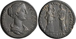 PHRYGIA. Laodicea ad Lycum. Crispina, Augusta, 178-182. Tetrassarion (Orichalcum, 30 mm, 16.71 g, 6 h), Homonoia with Nicomedia, circa 178-179. ΚΡΙϹΠЄ...