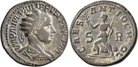 PISIDIA. Antiochia. Philip I, 244-249. 'Dupondius' (Bronze, 26 mm, 11.68 g, 7 h). IMP M IVL PHILIPPVS P F AVG P M Radiate, draped and cuirassed bust o...