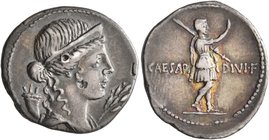 Octavian, 44-27 BC. Denarius (Silver, 19 mm, 3.64 g, 10 h), Uncertain mint in Italy, 32-29 BC. Diademed and draped bust of Pax to right; behind, cornu...