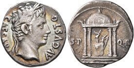 Augustus, 27 BC-AD 14. Denarius (Silver, 19 mm, 3.71 g, 6 h), uncertain mint in Spain (Colonia Patricia?), circa 18 BC. CAESARI AVGVSTO Laureate head ...
